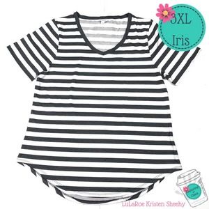 Charcoal and White Striped LuLaRoe Iris tee, 3XL, NWT